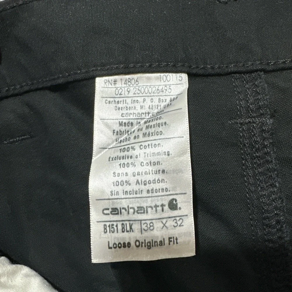Carhartt Pants Mens 38x32 Loose Straight Washed Duck Dungaree Black Original Fit